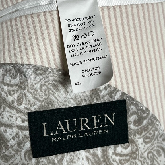 Ralph Lauren light pink and white sports coat size 42L new with tags - Picture 7 of 8